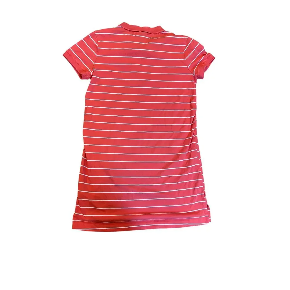 NIKE Girls Red White Stripe Short Sleeve Cotton Golf Polo Dress LARGE